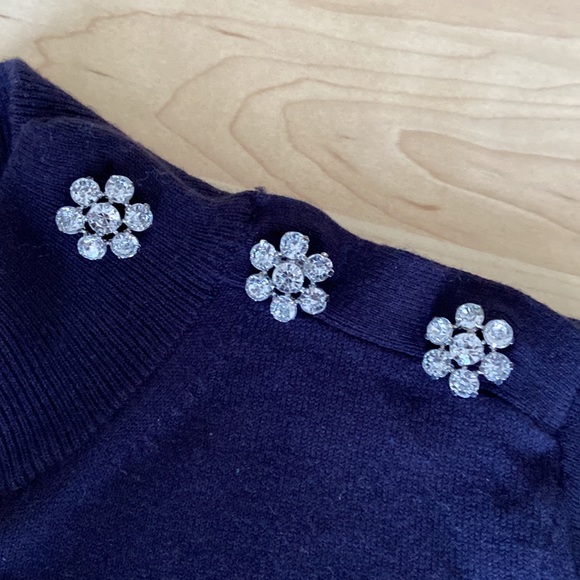 Kate spade ♠️ Night sky mixed media long sleeve sweater in icy Navy - Picture 7 of 14